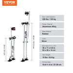 VEVOR Drywall Stilts, 61 cm-102 cm Adjustable Aluminum Tool Stilts with Protective Knee Pads, Durable and Non-slip Work Stilts for Sheetrock Painting, Walking, Taping, Silver