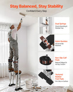 VEVOR Drywall Stilts, 409-613 mm Adjustable Aluminum Painter Stilts, 103 kg Load Capacity, Non-Slip Rubber Feet, Dual Spring Shock Absorption, Comfortable Leg Straps for Painting, Decoration, Silver
