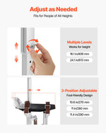VEVOR Drywall Stilts, 409-613 mm Adjustable Aluminum Painter Stilts, 103 kg Load Capacity, Non-Slip Rubber Feet, Dual Spring Shock Absorption, Comfortable Leg Straps for Painting, Decoration, Silver