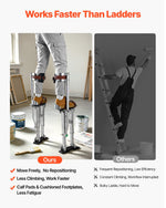 VEVOR Drywall Stilts, 409-613 mm Adjustable Aluminum Painter Stilts, 103 kg Load Capacity, Non-Slip Rubber Feet, Dual Spring Shock Absorption, Comfortable Leg Straps for Painting, Decoration, Silver
