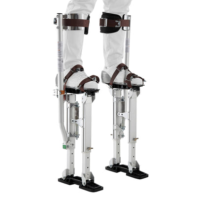 VEVOR Drywall Stilts, 409-613 mm Adjustable Aluminum Painter Stilts, 103 kg Load Capacity, Non-Slip Rubber Feet, Dual Spring Shock Absorption, Comfortable Leg Straps for Painting, Decoration, Silver