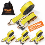 VEVOR Ratchet Tie Down Straps (4PK), 10000 lb Break Strength, Double J Hook Includes 4 Premium 2" x 27' Rachet Tie Downs with Padded Handles, for Moving Securing Cargo, Appliances, Lawn Equipment