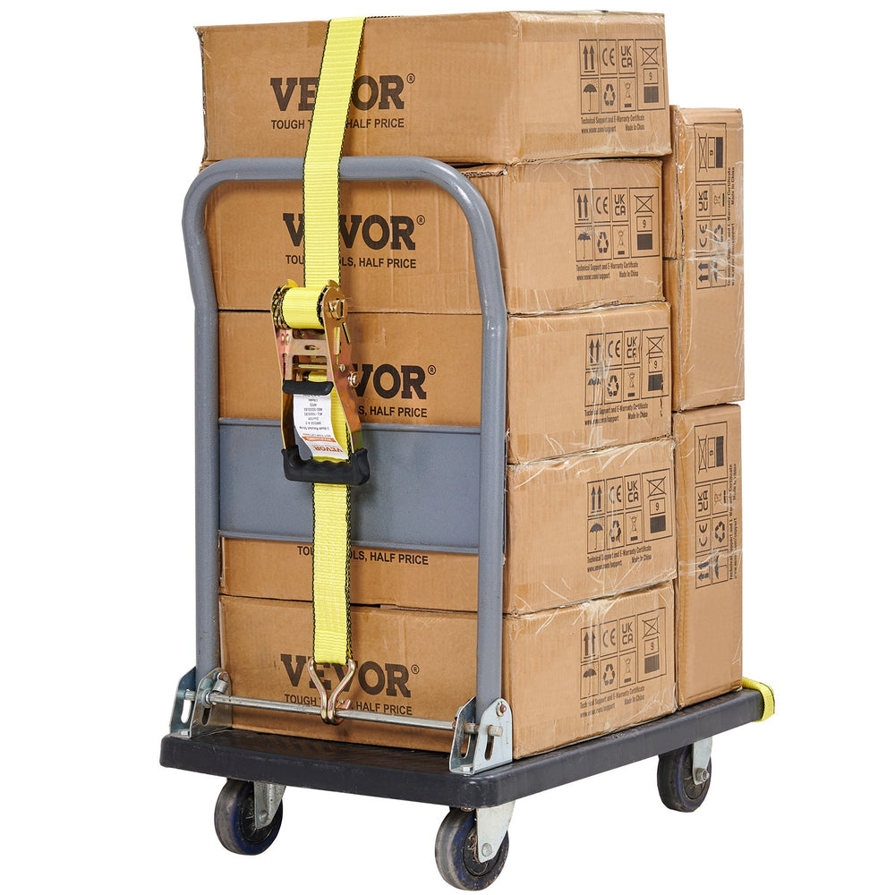 VEVOR Ratchet Tie Down Straps (4PK), 10000 lb Break Strength, Double J Hook Includes 4 Premium 2" x 27' Rachet Tie Downs with Padded Handles, for Moving Securing Cargo, Appliances, Lawn Equipment