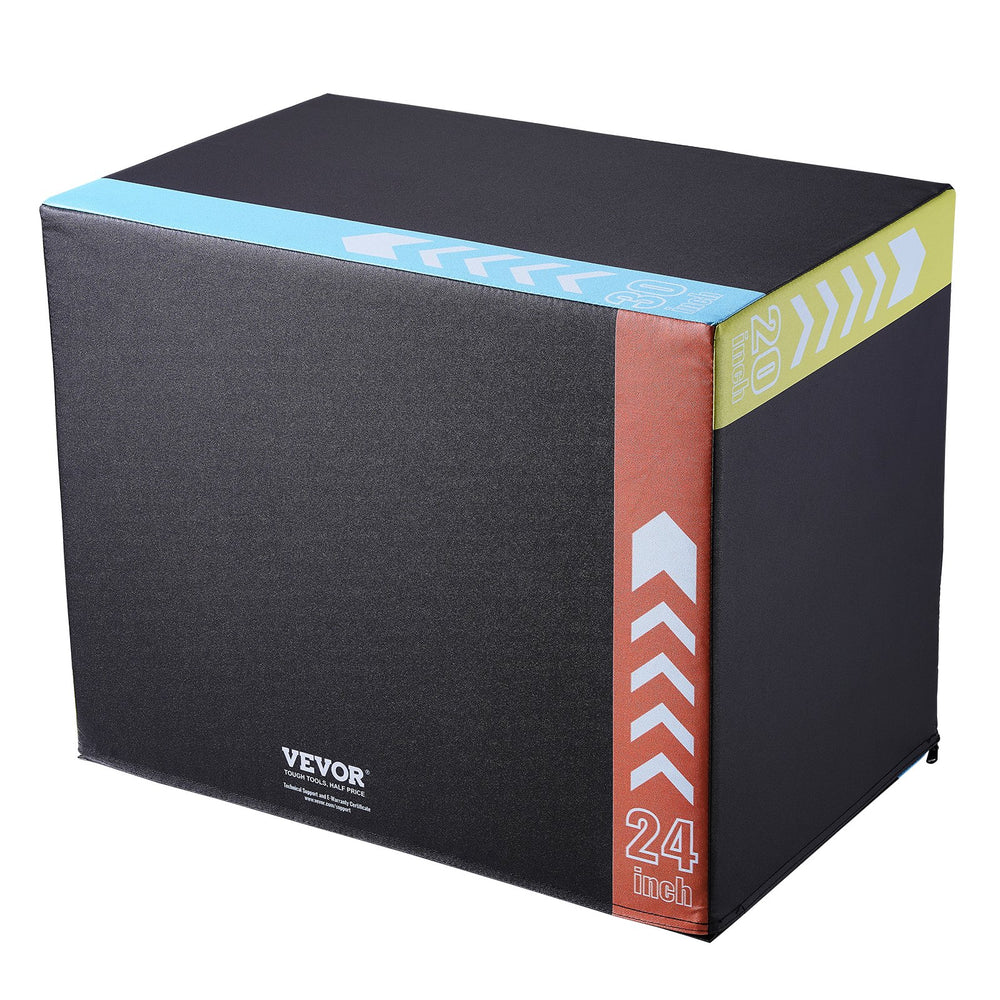 VEVOR 3 in 1 Plyometric Jump Box, 30/24/20 Inch Foam Plyo Box, Platform & Jumping Agility Box, Anti-Slip Fitness Exercise Step Up Box for Home Gym Training, Conditioning Strength Training, Black