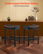 VEVOR Bar Stool Set of 2, PU Leather Counter Height Stools, 62cm Barstool with Saddle-Seat and Metal Legs, Easy Assembly Backless Bar Chair, Island Barstools for Kitchen, Dining Room, Cafe, Black