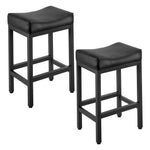 VEVOR Bar Stool Set of 2, PU Leather Counter Height Stools, 62cm Barstool with Saddle-Seat and Metal Legs, Easy Assembly Backless Bar Chair, Island Barstools for Kitchen, Dining Room, Cafe, Black