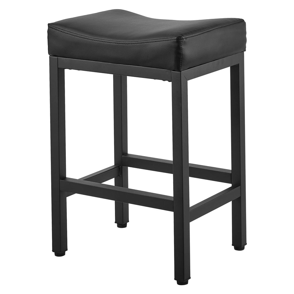 VEVOR Bar Stool Set of 2, PU Leather Counter Height Stools, 62cm Barstool with Saddle-Seat and Metal Legs, Easy Assembly Backless Bar Chair, Island Barstools for Kitchen, Dining Room, Cafe, Black