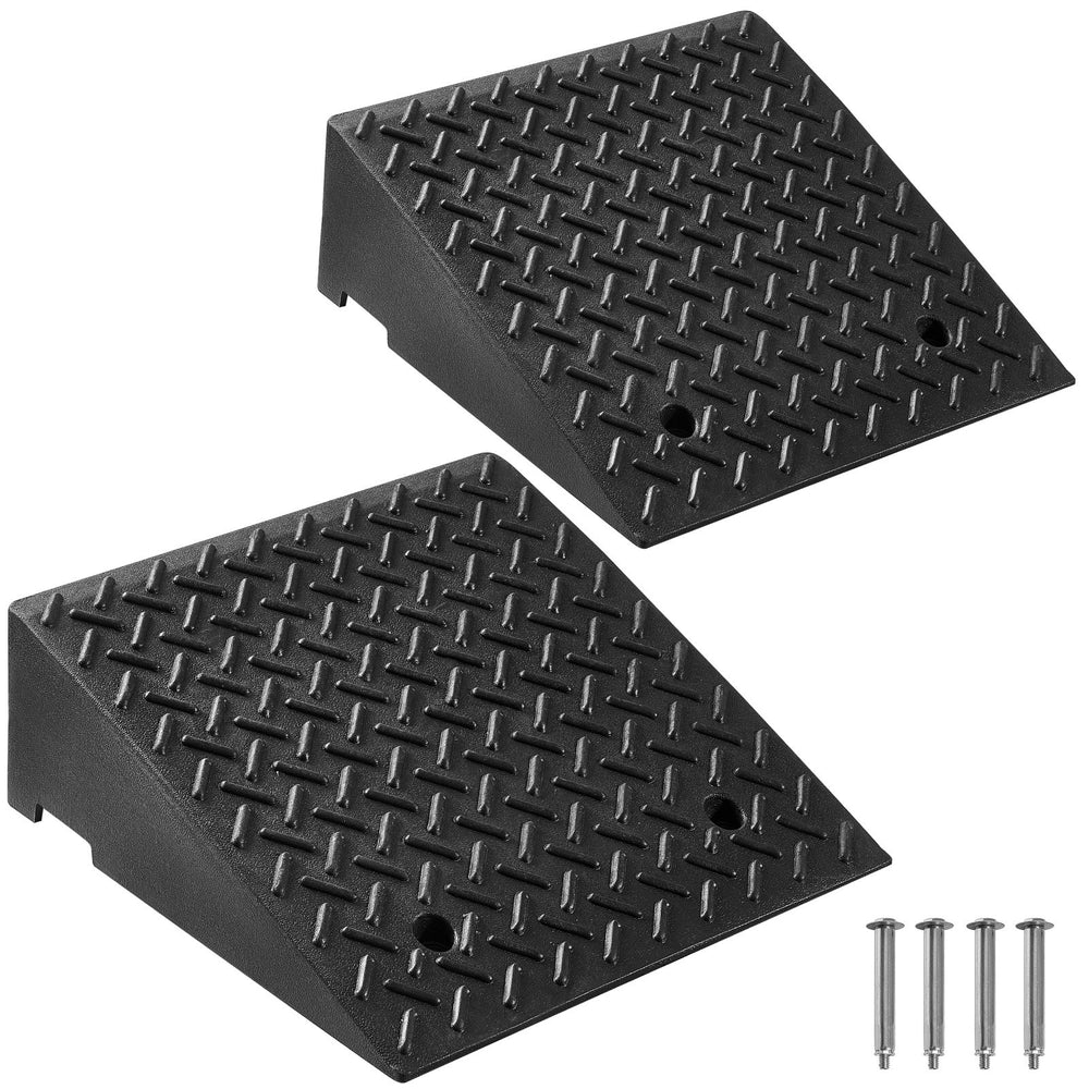 VEVOR Driveway Curb Ramp, 3.175 Tons Load Capacity, 17.8 cm Rise Height Heavy Duty Curbside Bridge Ramp with Drainage Tank for Wheelchairs, Strollers, Motorcycles, Cars, Lawn Mowers & Trailers, 2 Pack