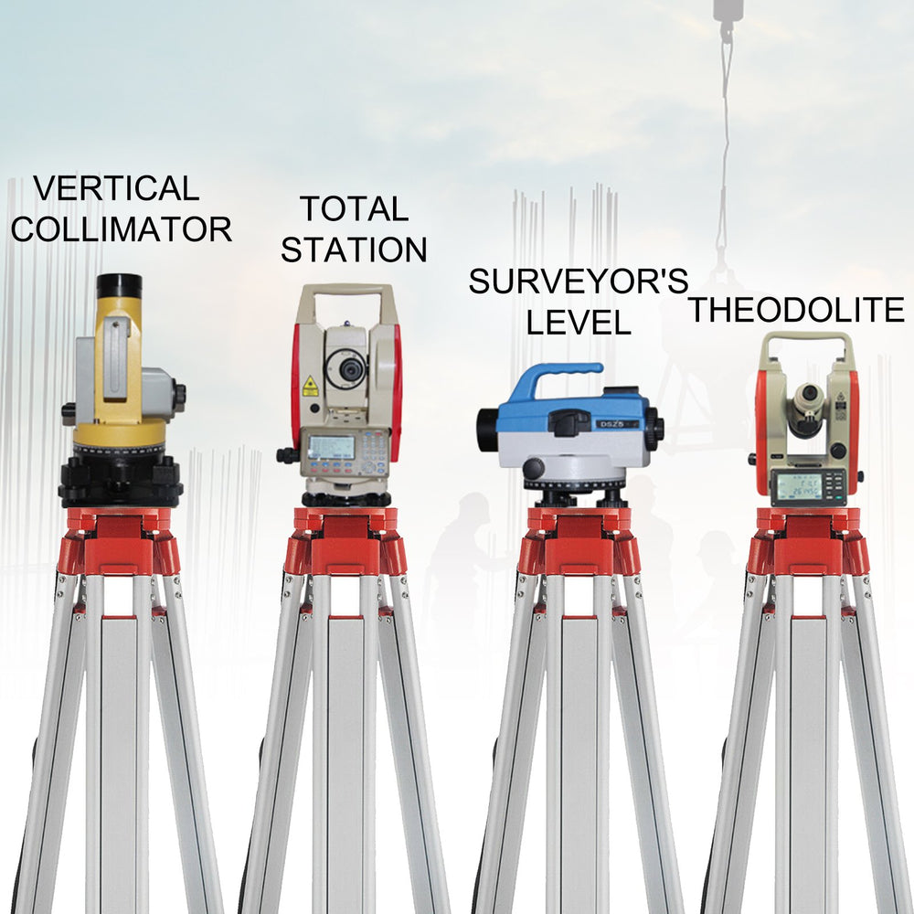 VEVOR 1.65M Aluminum Tripod + 5M 5 Section Dumpy Laser Level Staff for Rotary Laser Level