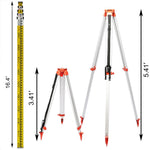 VEVOR 1.65M Aluminum Tripod + 5M 5 Section Dumpy Laser Level Staff for Rotary Laser Level