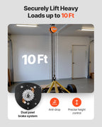 VEVOR Hand Chain Hoist, 1 Ton 2200 lbs Capacity, Manual Chain Block with Upgrade G80 Galvanized Chain, 3 m Lifting Height, Heavy Duty Pulley Hoist for Garage Warehouse Automotive Machinery, Orange