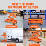 VEVOR Hydraulic Lift Table Cart, 789.3 kg Capacity 149.9 cm Lifting Height, Manual Double Scissor Lift Table with 4 Wheels and Non-slip Pad, Hydraulic Scissor Cart for Material Handling and Transportation