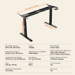 VEVOR Electric Standing Desk Frame Dual Motor Adjustable 65-129 cm H Black