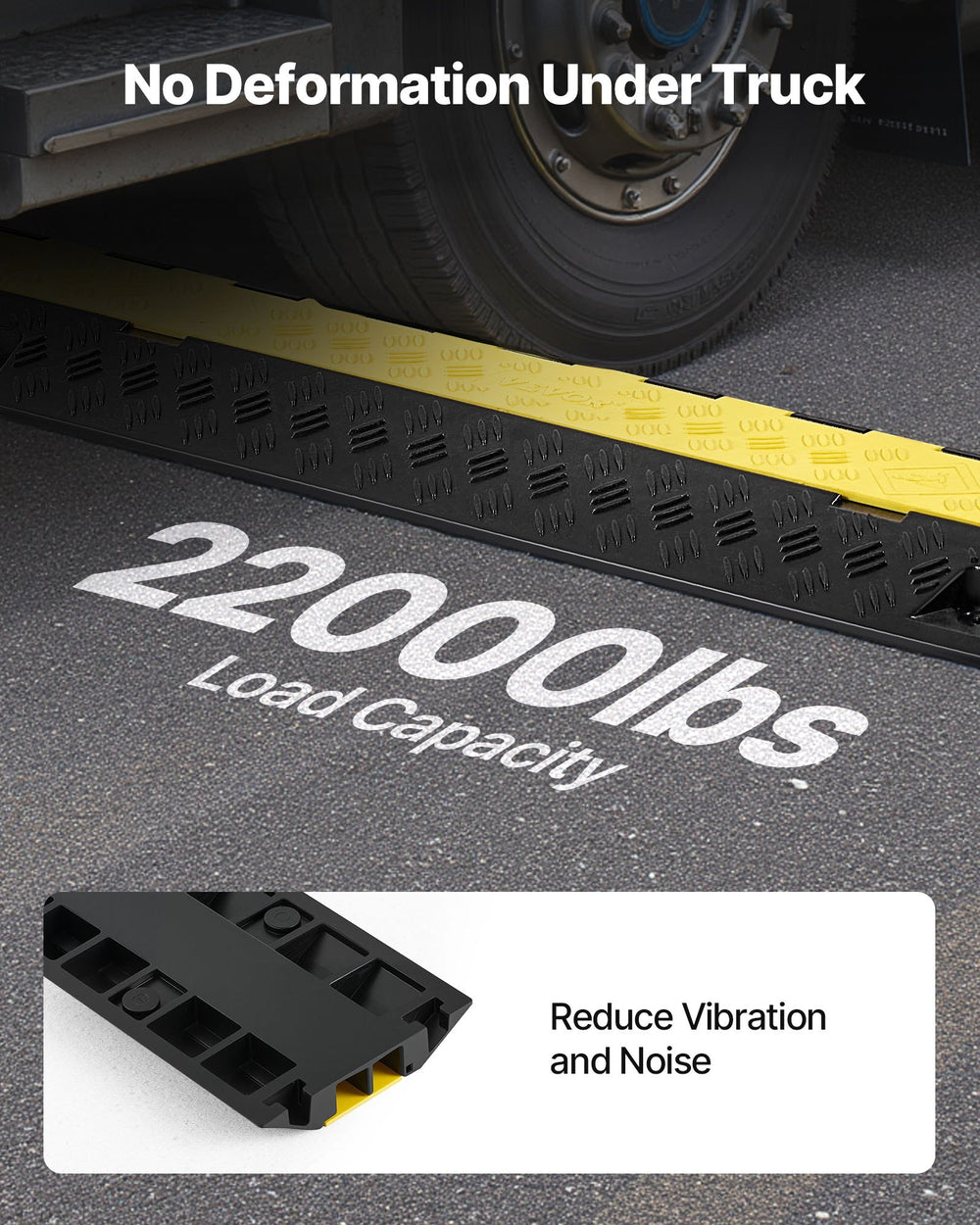 VEVOR Cable Protector Ramp, 9,979 kg/axle Capacity, 2 Channel Heavy Duty TPU Cord Hose Wire Cover, 31 x 28 mm Channel, Traffic Speed Bump with Flip-Open Top Cover, for Indoor & Outdoor Use, 3 Pack