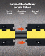 VEVOR Cable Protector Ramp, 9,979 kg/axle Capacity, 2 Channel Heavy Duty TPU Cord Hose Wire Cover, 31 x 28 mm Channel, Traffic Speed Bump with Flip-Open Top Cover, for Indoor & Outdoor Use, 3 Pack