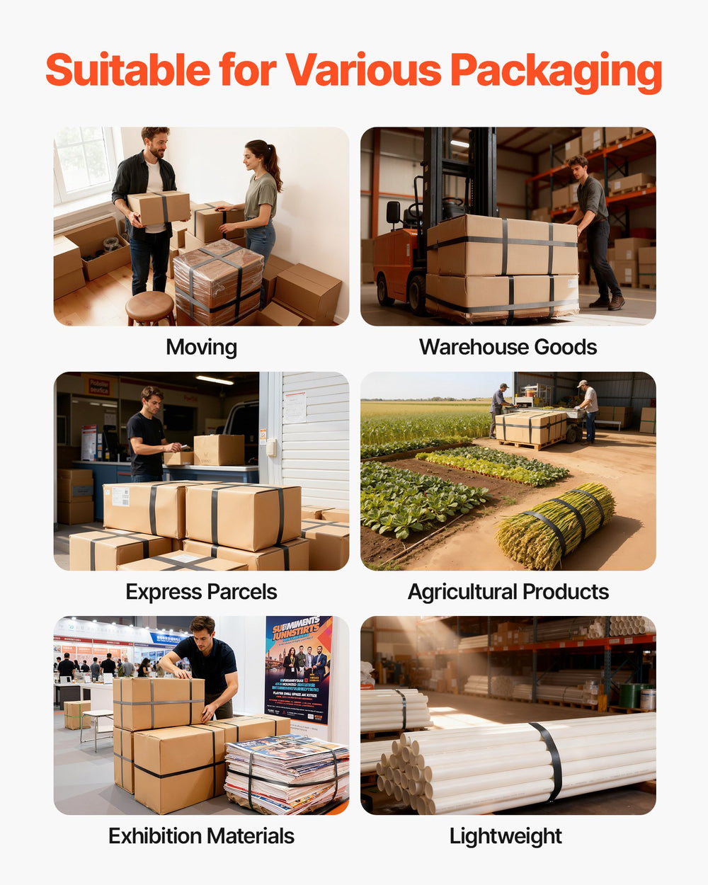 VEVOR Banding Strapping Kit, Heavy Duty Banding Sealer Tool with 610 m PET Band, 600 Metal Seals, 200 Corner Protectors, Plastic Pallet Packaging Strapping Kit for Warehouse, Transportation, Home