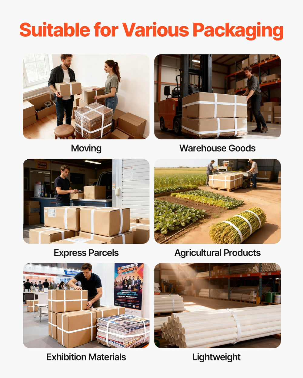 VEVOR Banding Strapping Kit, Heavy Duty Banding Sealer Tool with 975 m Length PP Band, 1000 Metal Seals, 50 Corner Protectors, Plastic Pallet Packaging Strapping Kit for Warehouse/Shipping/Moving
