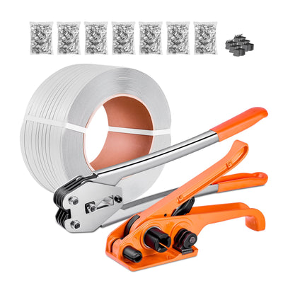 VEVOR Banding Strapping Kit, Heavy Duty Banding Sealer Tool with 975 m Length PP Band, 1000 Metal Seals, 50 Corner Protectors, Plastic Pallet Packaging Strapping Kit for Warehouse/Shipping/Moving