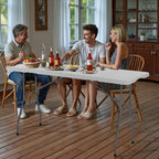 VEVOR Folding Table, 6 Ft Heavy Duty Portable Fold-in-Half Utility Table, Indoor Outdoor Plastic Rectangle Table with Built in Handle, for Party, Dining, Wedding, Events, Picnic, Camping, White