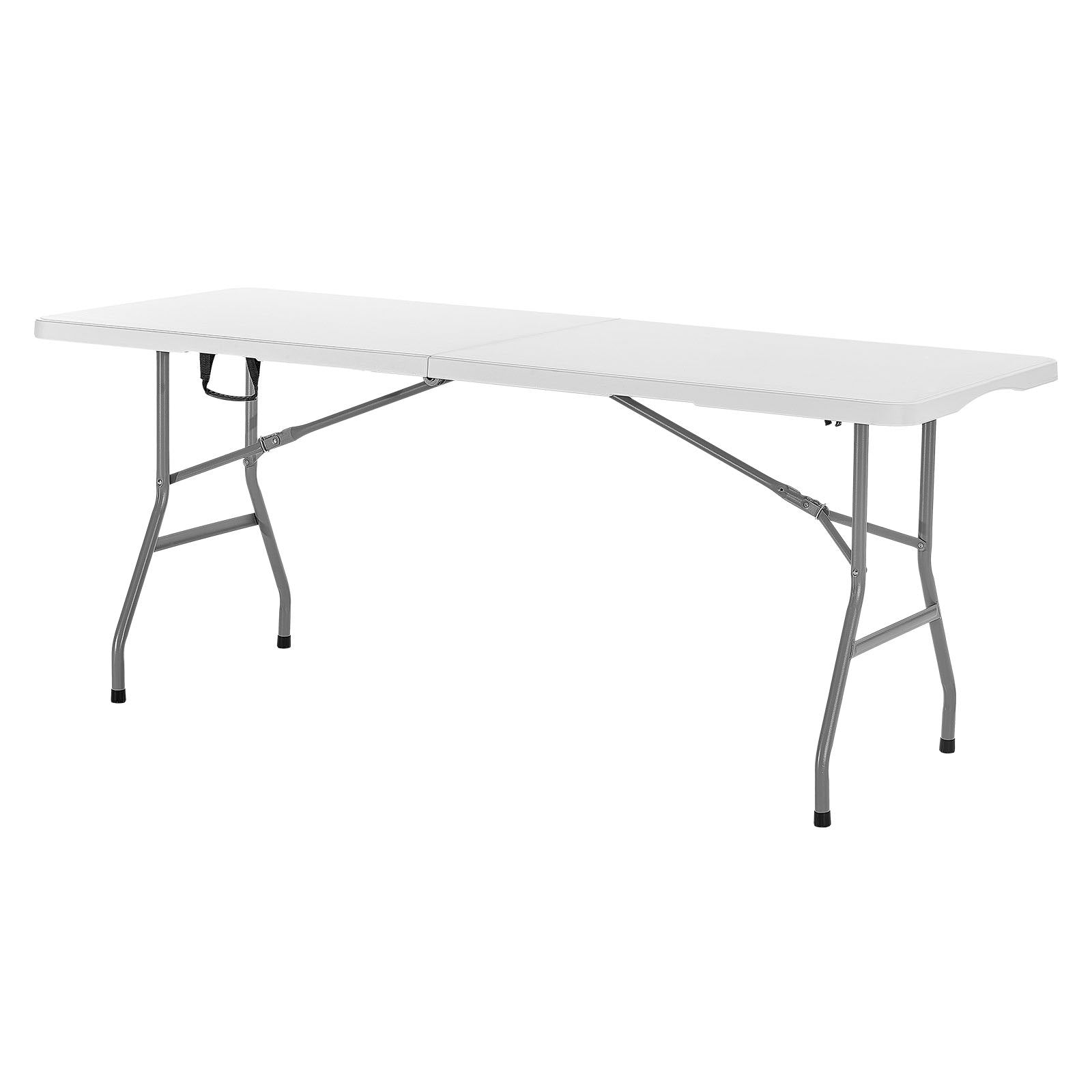 VEVOR Folding Table, 6 Ft Heavy Duty Portable Fold-in-Half Utility Table, Indoor Outdoor Plastic Rectangle Table with Built in Handle, for Party, Dining, Wedding, Events, Picnic, Camping, White