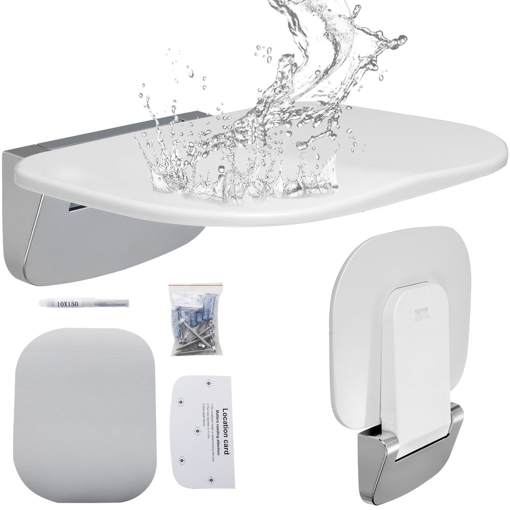 VEVOR Folding Shower Seat 13.6"/34.5 cm x 12.8"/32.5 cm Wall Mounted Shower Bench 450 lbs/204.1 kg