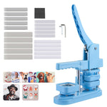 VEVOR Button Maker Machine, 50 x 50 mm Square, Plastic Pin Maker with Tinplate Front Shells, Plastic Back Covers, Magnetic Backings and Transparent Films, Ergonomic Handle, for DIY Badges, Blue
