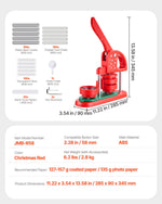 VEVOR Button Maker Machine, 58 mm, Plastic Pin Maker with 100pcs Button Parts, Circle Cutter and Hex Wrenches, Reinforced Ergonomic Handle, for DIY Badges, Personalized Pins and Key Chains, Red