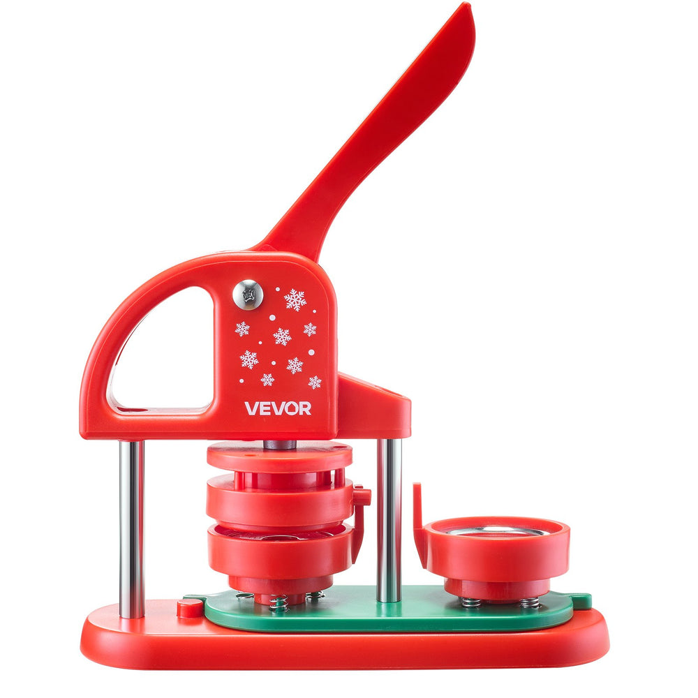 VEVOR Button Maker Machine, 58 mm, Plastic Pin Maker with 100pcs Button Parts, Circle Cutter and Hex Wrenches, Reinforced Ergonomic Handle, for DIY Badges, Personalized Pins and Key Chains, Red