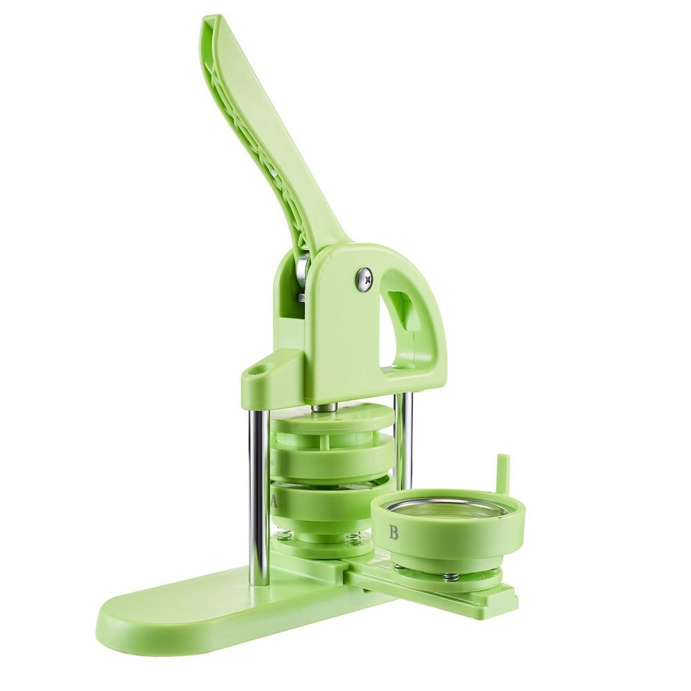 VEVOR Button Maker Machine, 75 mm, Plastic Pin Maker with 100pcs Button Parts, Circle Cutter and Magic Book, Reinforced Ergonomic Handle, for DIY Badges, Personalized Pins and Key Chains, Green