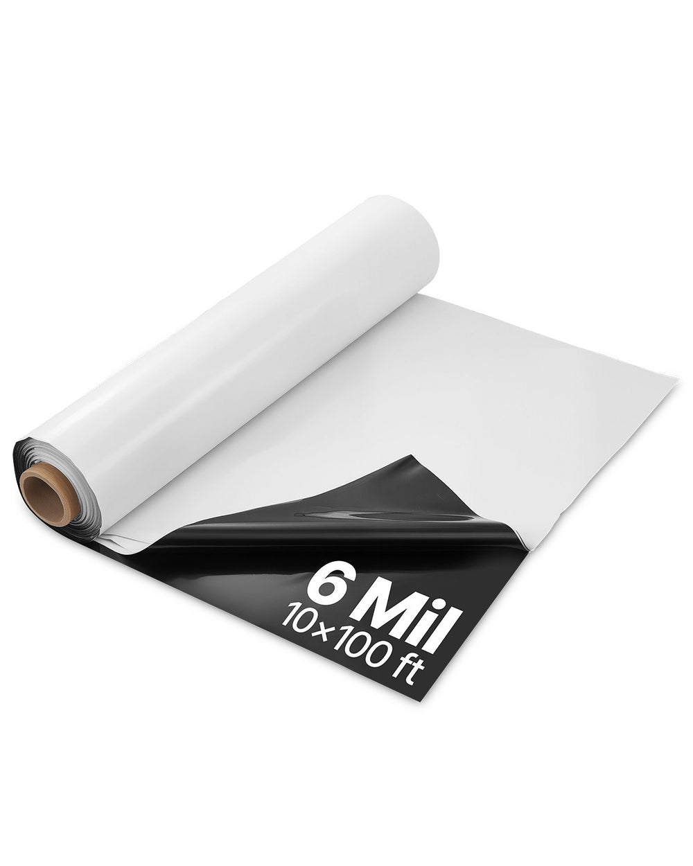 VEVOR 10' x 100' Plastic Sheeting Heavy Duty, 6 Mil Thick Plastic Sheeting Roll, Plastic Drop Cloth Painters Tarp Covering for Crawl Space Vapor Barrier, Black and White Double-Sided, Multi-Purpose