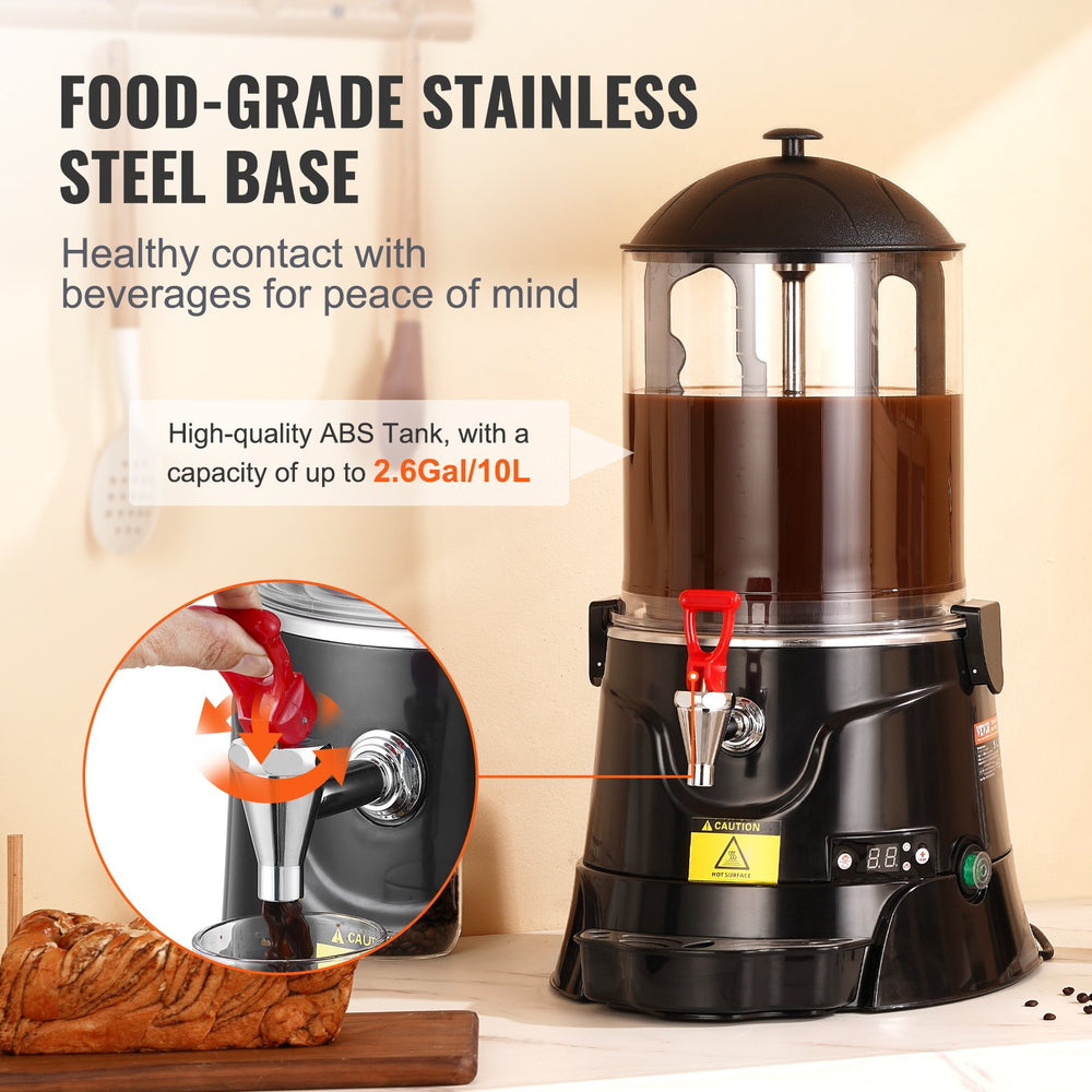 VEVOR Hot Chocolate Dispenser, 10 L Hot Chocolate Machine with 30℃-90℃ Adjustable Temperature Range, High-quality ABS Tank Hot Chocolate Maker Machine with Dispenser, for Hot Drink