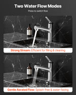 VEVOR Single Handle Sink Faucet, Single Handle Pull Out Faucet 1 or 3 Hole, Brushed Nickel Stainless Steel Sink Faucets with Push-Button Switch, Suitable for Bathroom, RV, Public Restroom, Lead-free