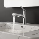 VEVOR Single Handle Sink Faucet, Single Handle Pull Out Faucet 1 or 3 Hole, Brushed Nickel Stainless Steel Sink Faucets with Push-Button Switch, Suitable for Bathroom, RV, Public Restroom, Lead-free