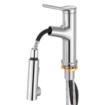 VEVOR Single Handle Sink Faucet, Single Handle Pull Out Faucet 1 or 3 Hole, Brushed Nickel Stainless Steel Sink Faucets with Push-Button Switch, Suitable for Bathroom, RV, Public Restroom, Lead-free
