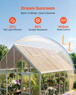 VEVOR Roof Panels, 12Pcs Polycarbonate Roofing Panels Double Layer, High Impact Corrugated Plastic Greenhouse Replacement Cover, Waterproof for Gazebos, Chicken Coops, Home, Garden (5' x 2' x 0.24")