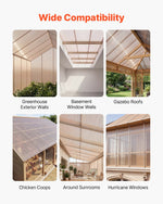 VEVOR Roof Panels, 12Pcs Polycarbonate Roofing Panels Double Layer, High Impact Corrugated Plastic Greenhouse Replacement Cover, Waterproof for Gazebos, Chicken Coops, Home, Garden (5' x 2' x 0.24")