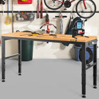 VEVOR Adjustable Height Workbench 154.9 cm L x 50.8 cm W Work Bench Table with Power Outlet
