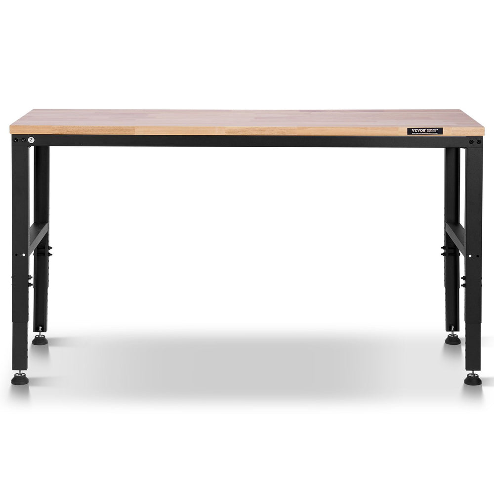 VEVOR Adjustable Workbench, 907 kg Capacity, 155 x 51 cm Heavy Duty Work Bench with 68.8-91.4 cm Height Adjustment, Garage Workbench with Power Outlets, Suitable for Office, Garage, Workshop