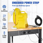 VEVOR Workbench Adjustable Height, 122cm W X 61cm D X 97cm H Garage Table with 72 – 97 cm Heights & 900KG Load Capacity, with Power Outlets & Hardwood Top & Metal Frame & Foot Pads, for Office Home