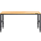 VEVOR Workbench Adjustable Height, 122cm W X 61cm D X 97cm H Garage Table with 72 – 97 cm Heights & 900KG Load Capacity, with Power Outlets & Hardwood Top & Metal Frame & Foot Pads, for Office Home