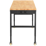 VEVOR Workbench Adjustable Height, 122cm W X 51cm D X 104cm H Garage Table w/ 79 – 104 cm Heights & 720KG Capacity, with Power Outlets & Hardwood Top & Metal Frame & Swivel Casters, for Office Home