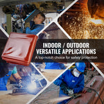 VEVOR Welding Screen with Frame, 1.8 x 2.4 m 3 Panel Welding Curtain Screens, Flame-Resistant Vinyl Welding Protection Screen on 12 Swivel Wheels (6 Lockable), Moveable & Professional for Workshop, Red