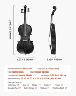VEVOR Violin 355mm Size 4/4 Fiddle Set Solidwood for Beginner with Case Rosin Black
