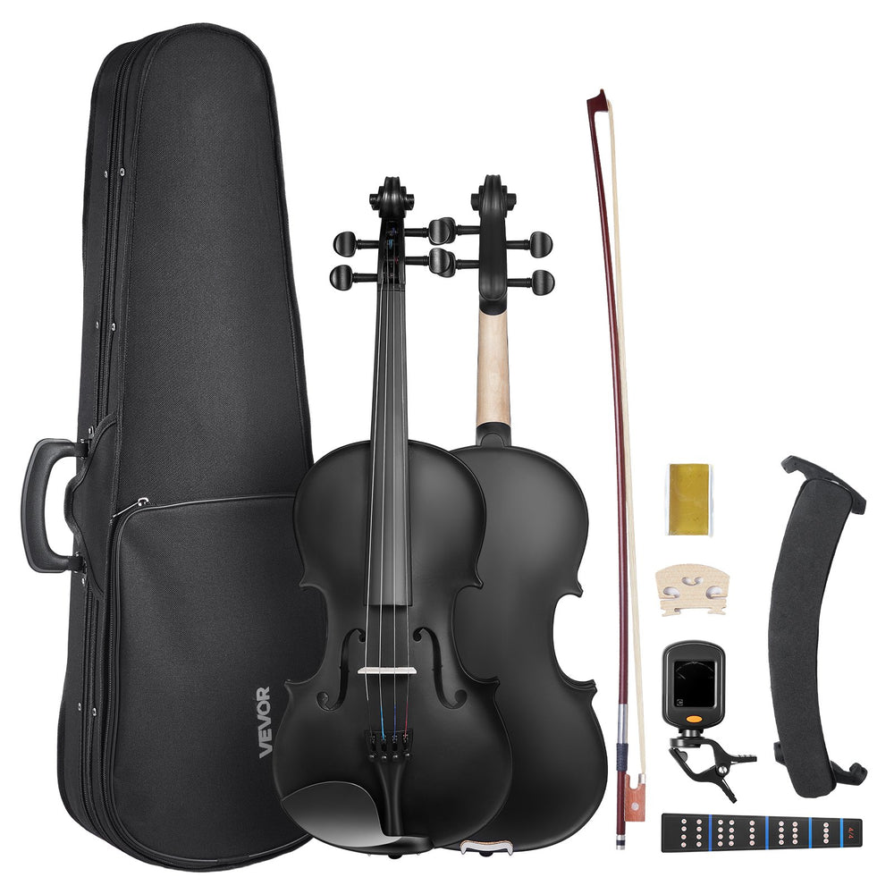 VEVOR Violin 355mm Size 4/4 Fiddle Set Solidwood for Beginner with Case Rosin Black