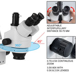 VEVOR 3.5X-90X Simul-Focal Stereo Microscope 360°Swiveling Trinocular Stereo Microscope with Dual Arm Boom