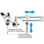VEVOR 3.5X-90X Simul-Focal Stereo Microscope 360°Swiveling Trinocular Stereo Microscope with Dual Arm Boom