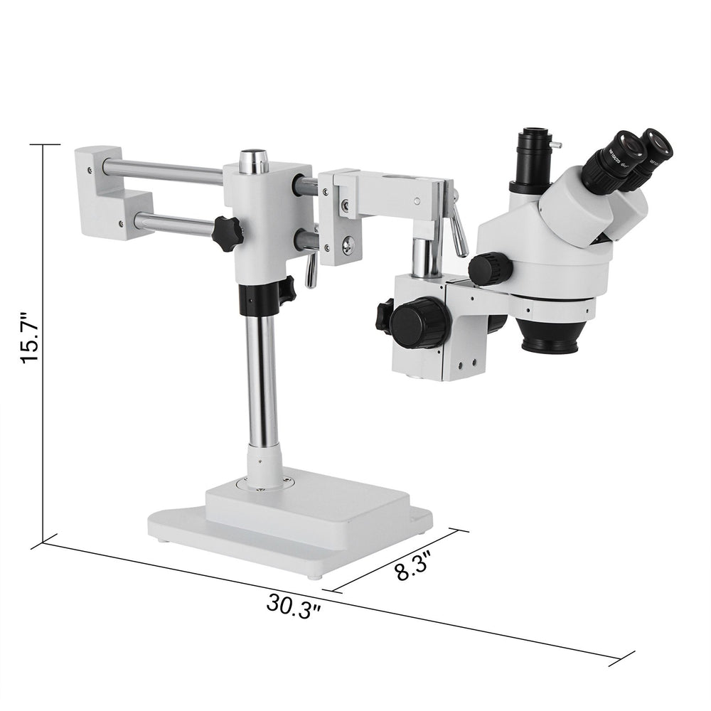 VEVOR 3.5X-90X Simul-Focal Stereo Microscope 360°Swiveling Trinocular Stereo Microscope with Dual Arm Boom