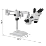 VEVOR 3.5X-90X Simul-Focal Stereo Microscope 360°Swiveling Trinocular Stereo Microscope with Dual Arm Boom