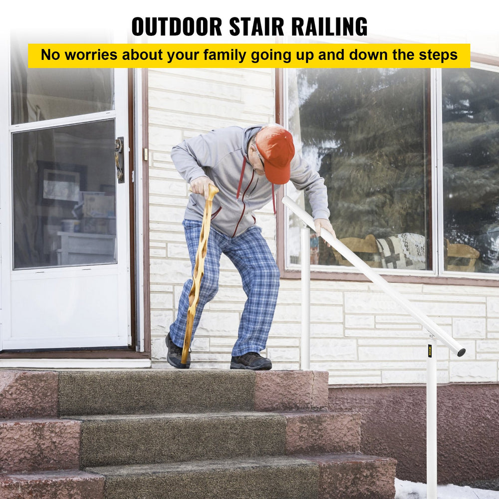 VEVOR Stair Railing Kit, 152.4 cm Handrails for Outdoor 0-5 Steps, Adjustable Angle White Aluminum Stair Handrail, Indoor & Outdoor Stairs for the Elderly
