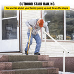 VEVOR Stair Railing Kit, 152.4 cm Handrails for Outdoor 0-5 Steps, Adjustable Angle White Aluminum Stair Handrail, Indoor & Outdoor Stairs for the Elderly
